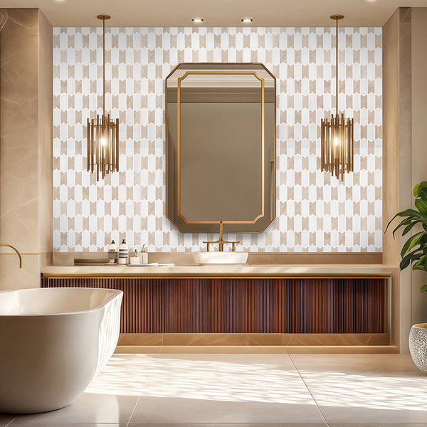 Dolomite & Crema Marfil Regalia Mosaic Honed