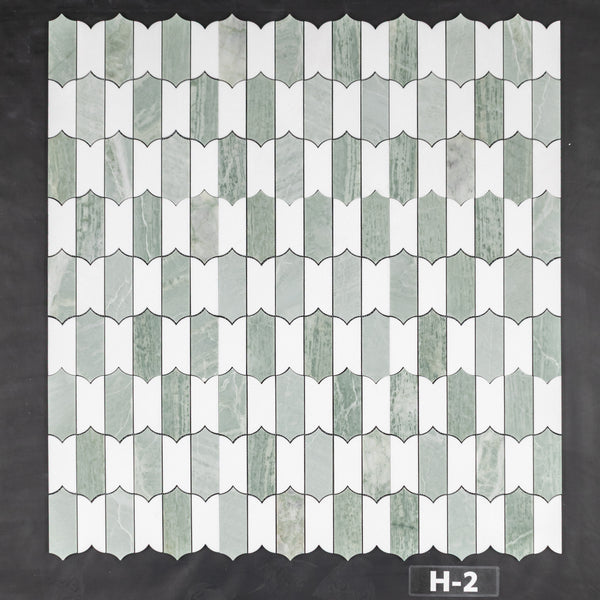 Emerald Green & White Thassos Regalia Mosaic Honed - Elon Tile & Stone
