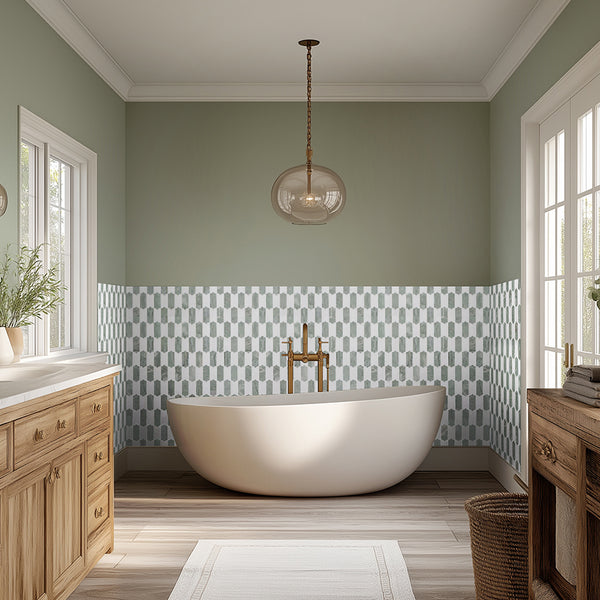 Emerald Green & White Thassos Regalia Mosaic Honed