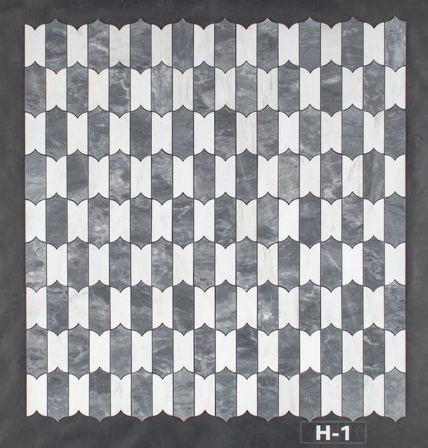 Pearl White & Bardiglio Nuvolato Regalia Mosaic Honed