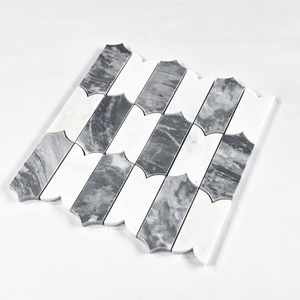 Pearl White & Bardiglio Nuvolato Regalia Mosaic Honed