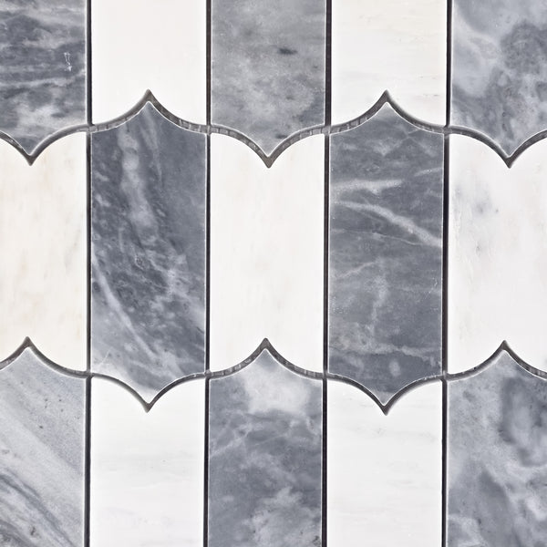 Pearl White & Bardiglio Nuvolato Regalia Mosaic Honed