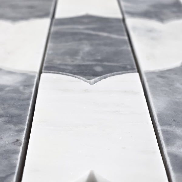 Pearl White & Bardiglio Nuvolato Regalia Mosaic Honed