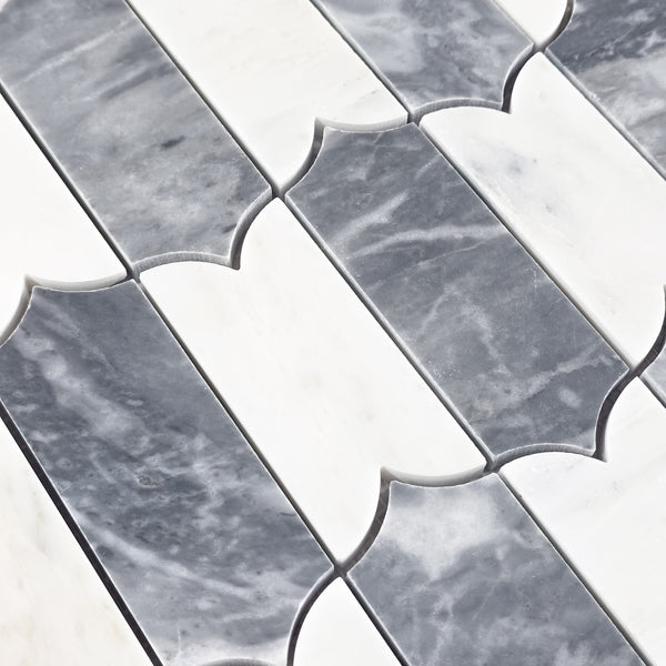 Pearl White & Bardiglio Nuvolato Regalia Mosaic Honed