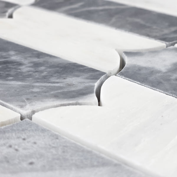 Pearl White & Bardiglio Nuvolato Regalia Mosaic Honed