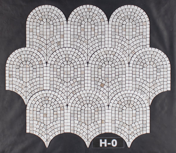 Bianco Oro & White Thassos Curvosa Mosaic Honed