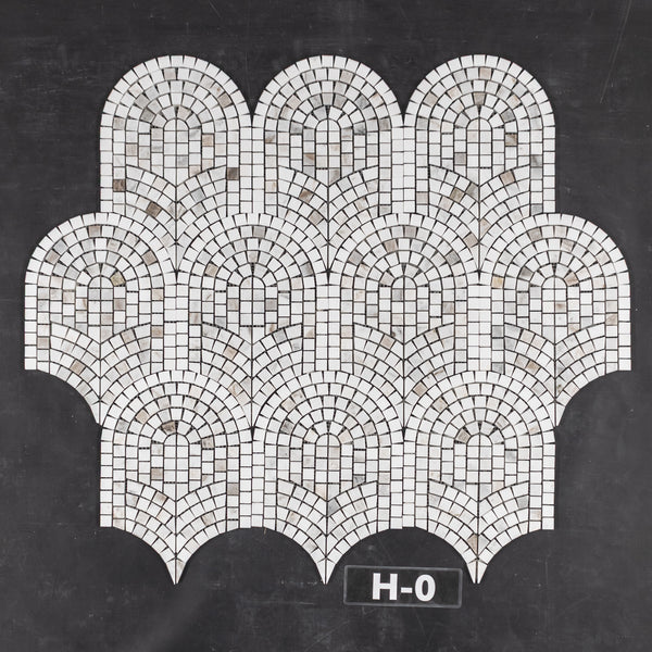 Bianco Oro & White Thassos Curvosa Mosaic Honed