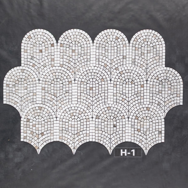 Bianco Oro & White Thassos Curvosa Mosaic Honed
