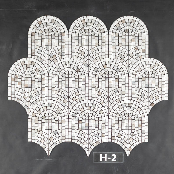 Bianco Oro & White Thassos Curvosa Mosaic Honed