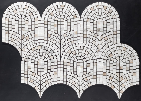 Bianco Oro & White Thassos Curvosa Mosaic Honed