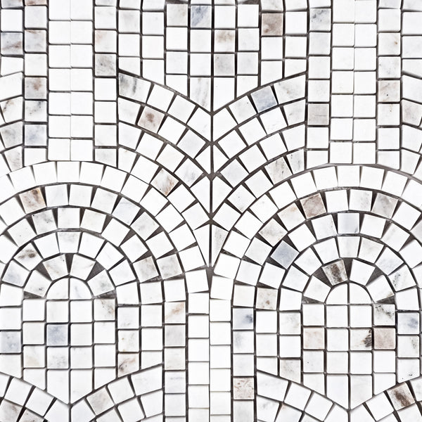 Bianco Oro & White Thassos Curvosa Mosaic Honed