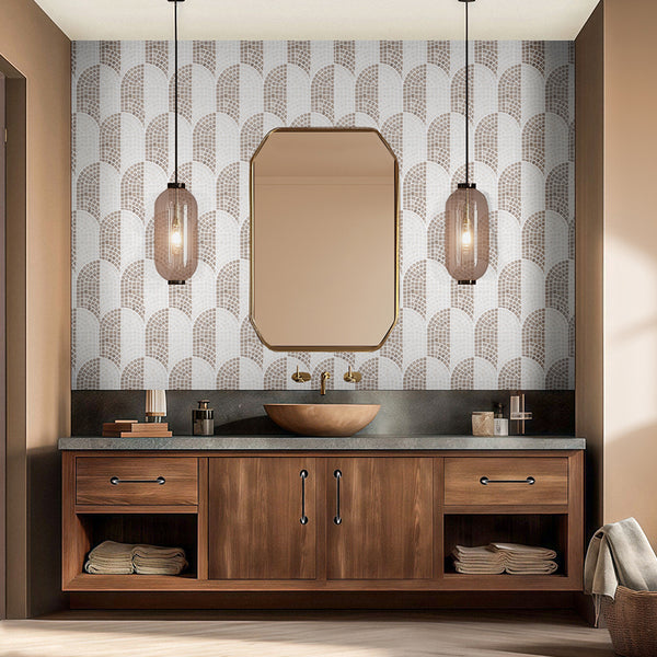 Dolomite & Beachwood Dual Curvosa Mosaic Honed