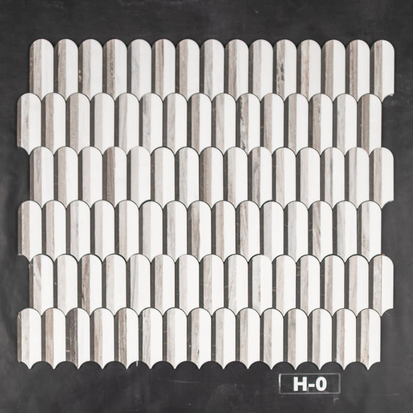 Espresso, Cinnamon Beige & Dolomite Tri-Blend Wave Mosaic Honed