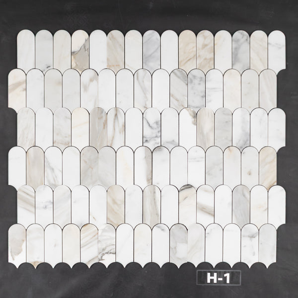 Calacatta Gold Wave Mosaic Honed - Elon Tile & Stone