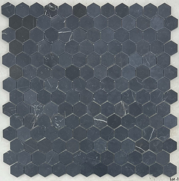 Mosaico hexagonal negro de 2" pulido