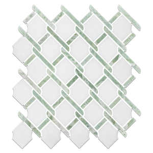 Argyle absoluto blanco con mosaico de barra verde esmeralda pulido