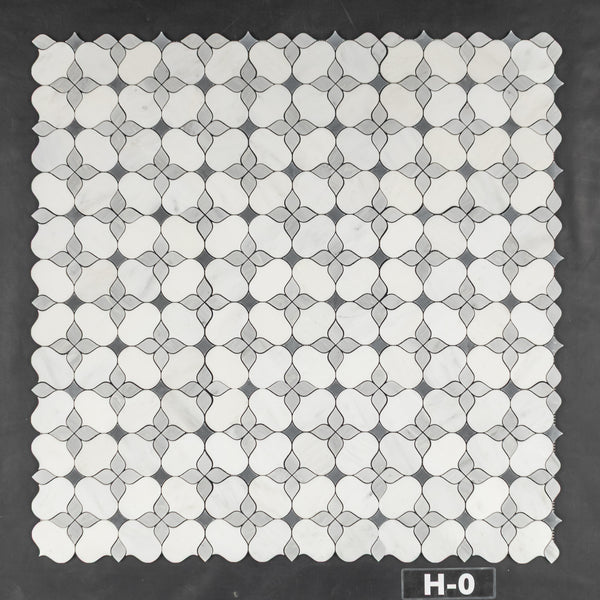 Pearl White Silhouette with Mystic Gray and Bardiglio Mosaic Honed