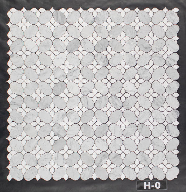 Bianco Carrara Silhouette with White Thassos Mosaic Honed