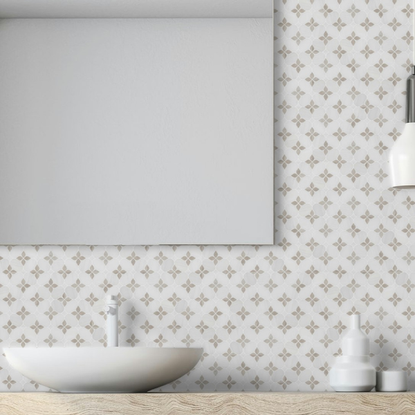 Dolomite Silhouette with Beachwood & White Thassos Mosaic Honed