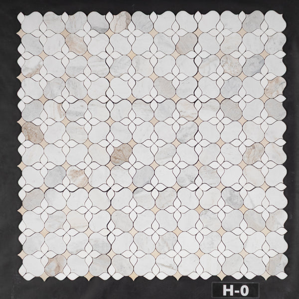 Silueta Bianco Oro con Thassos Blanco y Mosaico Crema Marfil Afinado