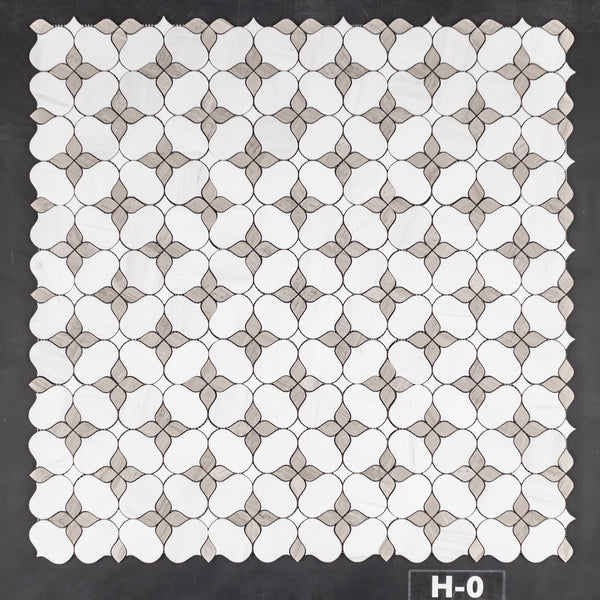 Dolomite Silhouette with Beachwood & White Thassos Mosaic Honed - Elon Tile & Stone