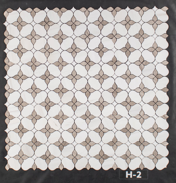 Dolomite Silhouette with Beachwood & White Thassos Mosaic Honed