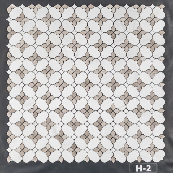 Dolomite Silhouette with Beachwood & White Thassos Mosaic Honed
