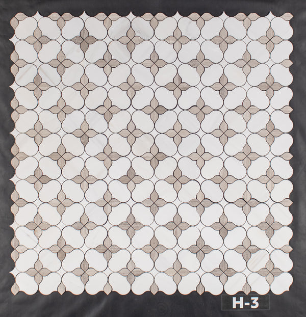Dolomite Silhouette with Beachwood & White Thassos Mosaic Honed