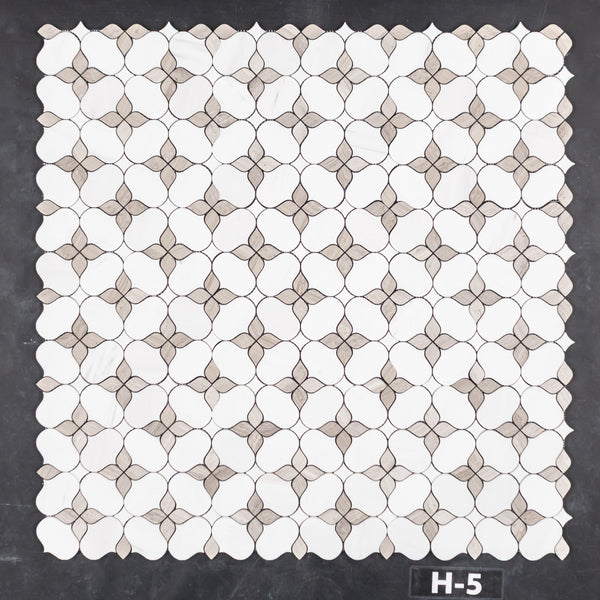 Dolomite Silhouette with Beachwood & White Thassos Mosaic Honed