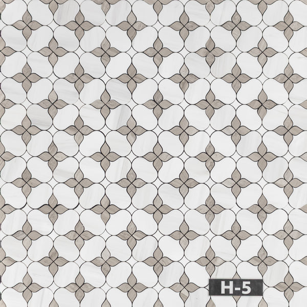 Dolomite Silhouette with Beachwood & White Thassos Mosaic Honed