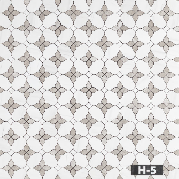 Dolomite Silhouette with Beachwood & White Thassos Mosaic Honed