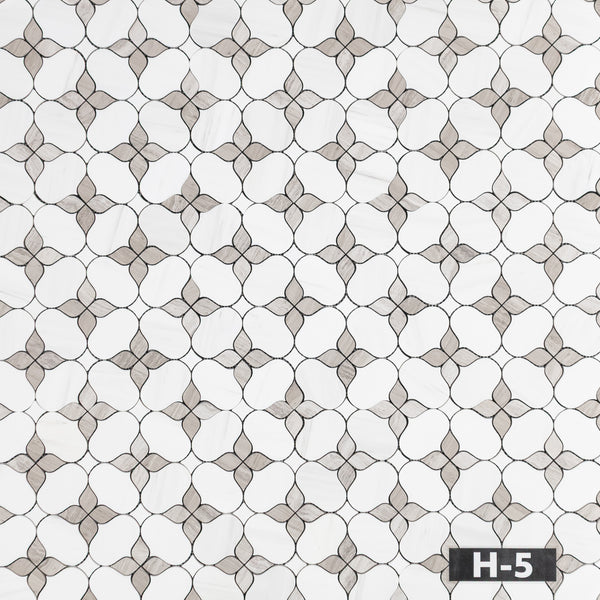 Dolomite Silhouette with Beachwood & White Thassos Mosaic Honed