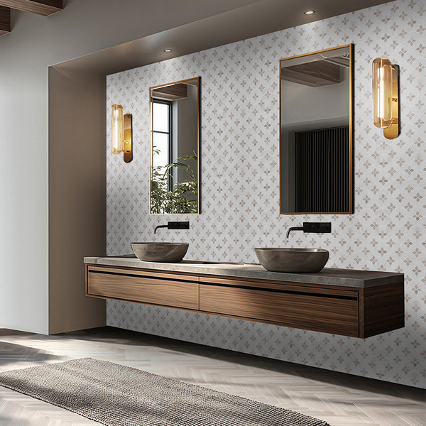 Dolomite Silhouette with Beachwood & White Thassos Mosaic Honed