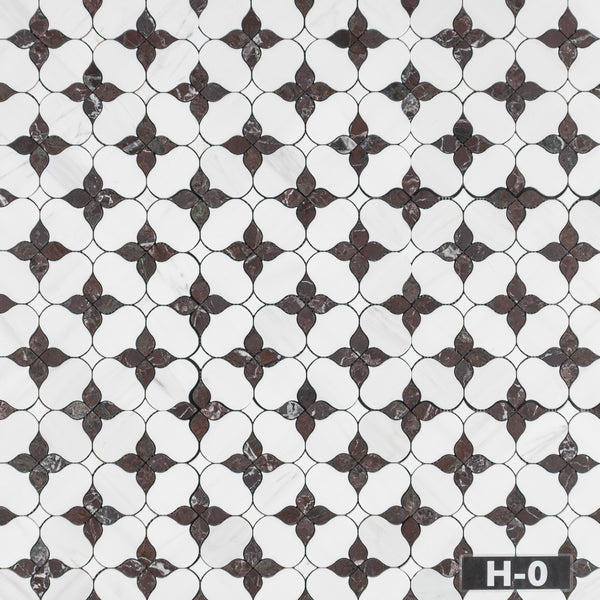 Dolomite Silhouette with Rosso Levanto & White Thassos Mosaic Honed