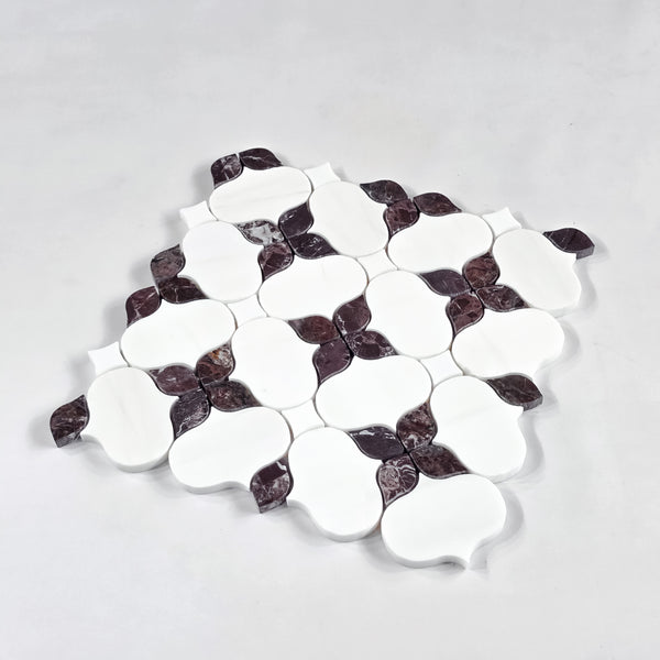 Dolomite Silhouette with Rosso Levanto & White Thassos Mosaic Honed
