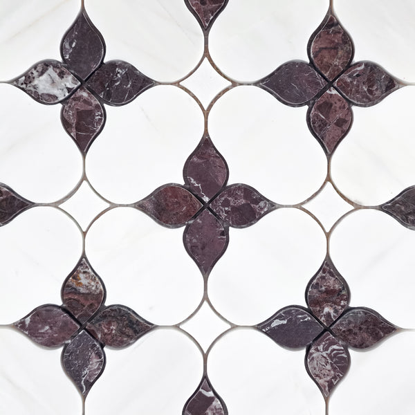 Dolomite Silhouette with Rosso Levanto & White Thassos Mosaic Honed