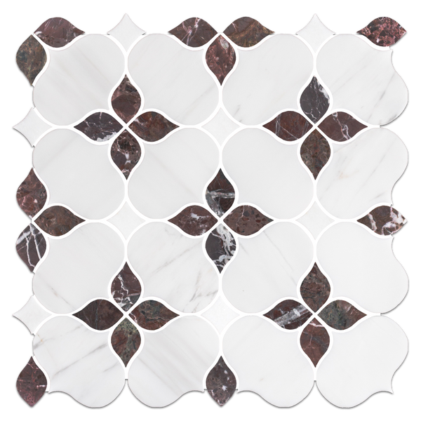 Dolomite Silhouette with Rosso Levanto & White Thassos Mosaic Honed