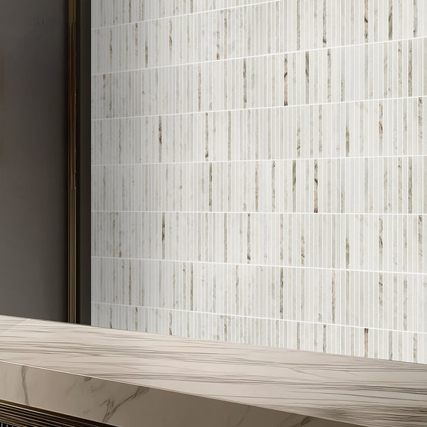 Bianco Oro Stack Mosaic Honed