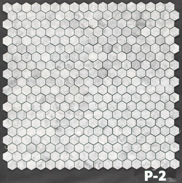 Mosaico hexagonal gris pacífico de 1 1/4" pulido