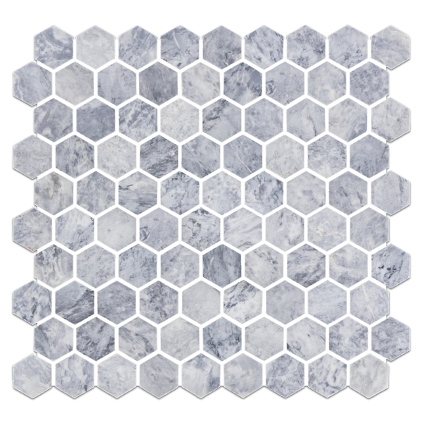 Mosaico hexagonal gris pacífico de 1 1/4" pulido