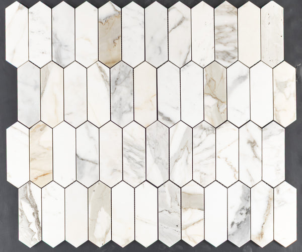 Calacatta Gold 2" x 6" Picket Mosaic Honed
