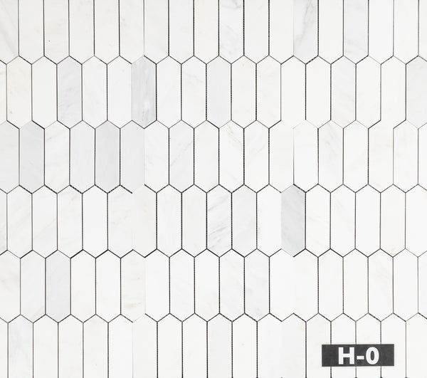 Pearl White 2" x 6" Picket Mosaic Honed