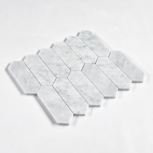 Bianco Carrara 2" x 6" Picket Mosaic Honed