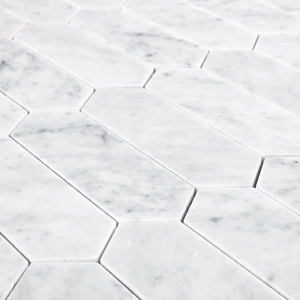 Bianco Carrara 2" x 6" Picket Mosaic Honed