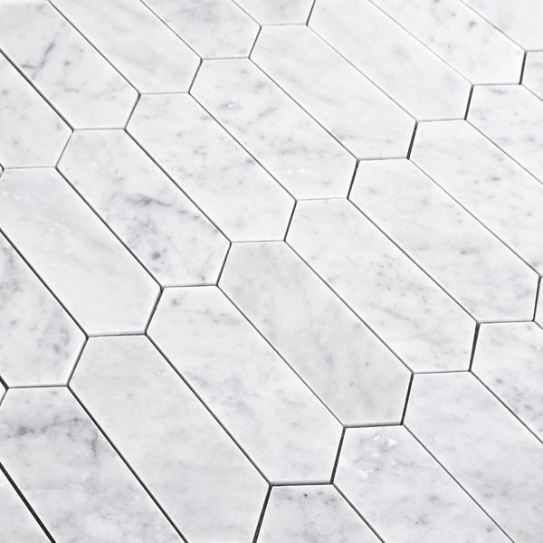 Bianco Carrara 2" x 6" Picket Mosaic Honed