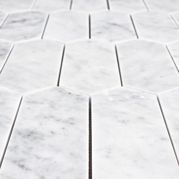 Bianco Carrara 2" x 6" Picket Mosaic Honed