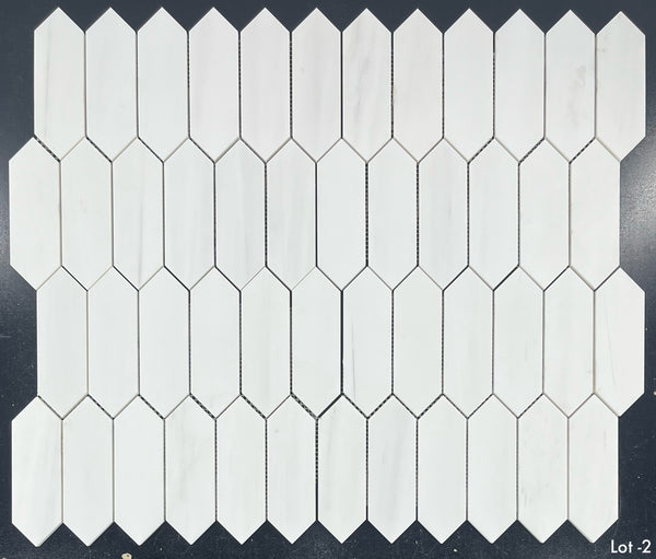 Dolomita mosaico de piquete de 2" x 6" pulido