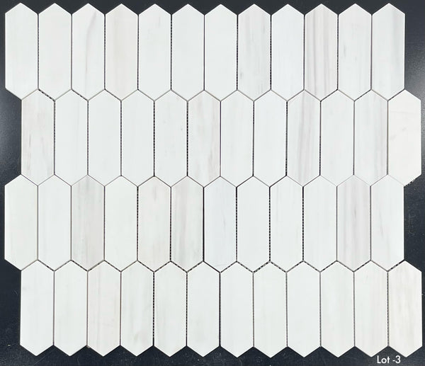 Dolomita mosaico de piquete de 2" x 6" pulido