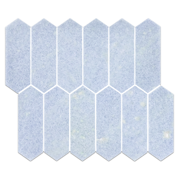 Mosaico de piquete azul celeste de 2" x 6" pulido