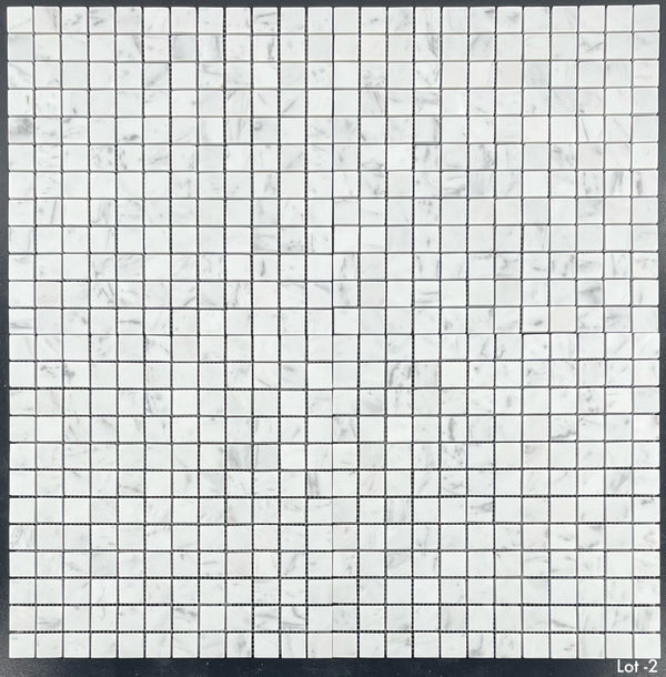 Bianco Carrara Mosaico cuadrado de 1" x 1" pulido